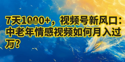 7天收益1k+，视频号新风口：中老年情感视频如何月入过W?-八瞄副业网