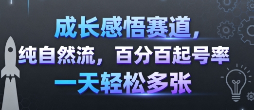 成长感悟赛道，纯自然流，百分百起号率 一天轻松多张-八瞄副业网