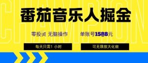 番茄音乐人掘金，单账号最高可撸1k+，可无限矩阵去做，零投入-八瞄副业网