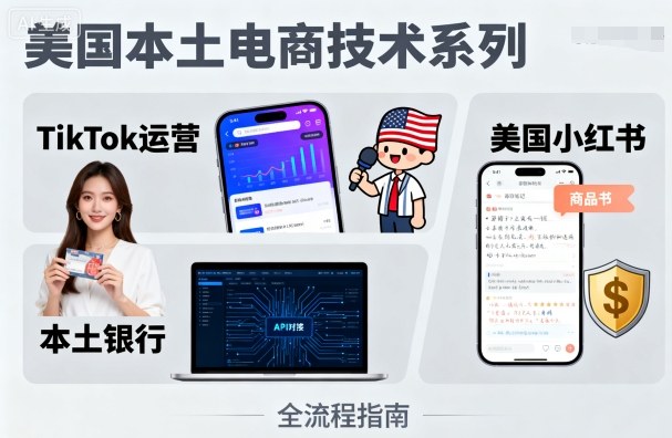 美国本土电商技术，Tiktok 运营篇+美国小红书篇+本土银行篇-八瞄副业网