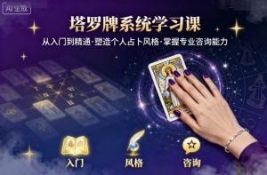 塔罗牌系统学习课,助你从入门到精通,塑造个人占卜风格,掌握专业咨询能力-八瞄副业网