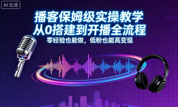 播客保姆级实操教学,从0搭建到开播全流程,零经验也能做,低粉也能高变现-八瞄副业网