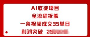 AI收徒项目全流程拆解一条视频成交35单日利润突破1k+-八瞄副业网