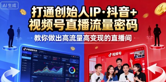 25年直播9-10两期线下课,打通创始人IP,抖音+视频号直播流量密码,教你做出高流量高变现的直播间-八瞄副业网