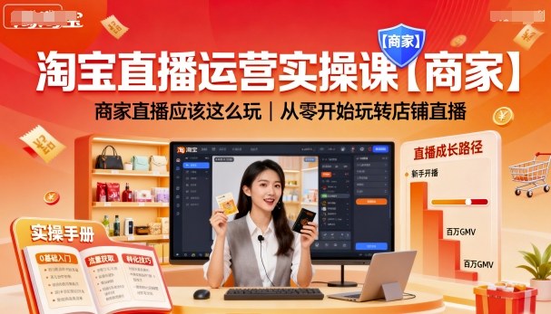 淘宝直播运营实操课【商家】,商家直播应该这么玩,从零开始玩转店铺直播-八瞄副业网