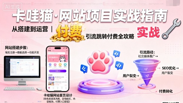 卡哇猫·网站项目,网站搭建与运营以及引流跳转付费-八瞄副业网