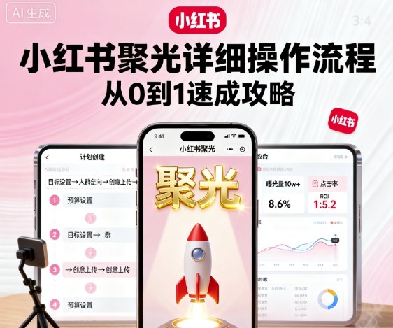 小红书聚光详细操作流程,小红书聚光从0到1速成攻略-八瞄副业网