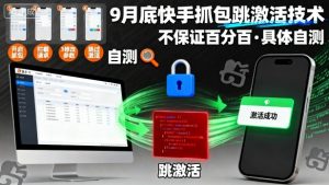 9月底快手抓包跳激活技术，不保证百分百，具体自测-八瞄副业网