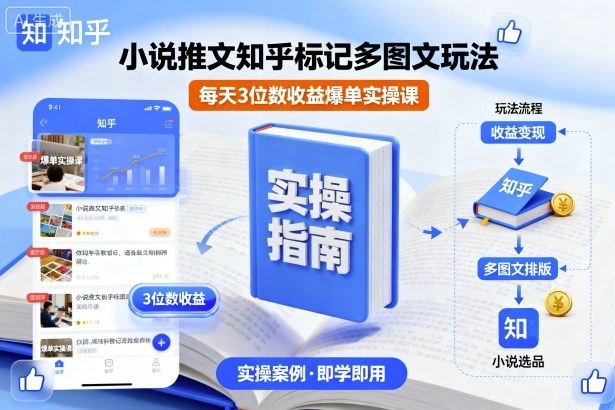 小说推文知乎标记多图文玩法，每天3位数收益爆单实操课-八瞄副业网
