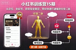 小红书训练营15期,从定位、到起号、到变现全路径,带你快速打通爆款任督二脉-八瞄副业网