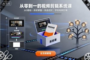 从零到一的视频剪辑系统课,从0基础–系统掌握–实战进阶,学拍视频剪辑-八瞄副业网