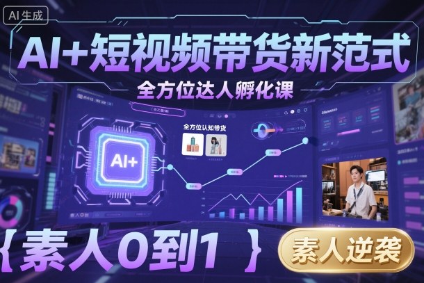 AI+短视频带货新范式全方位达人孵化课,素人也可以从0到1,全方位认知短视频带货-八瞄副业网