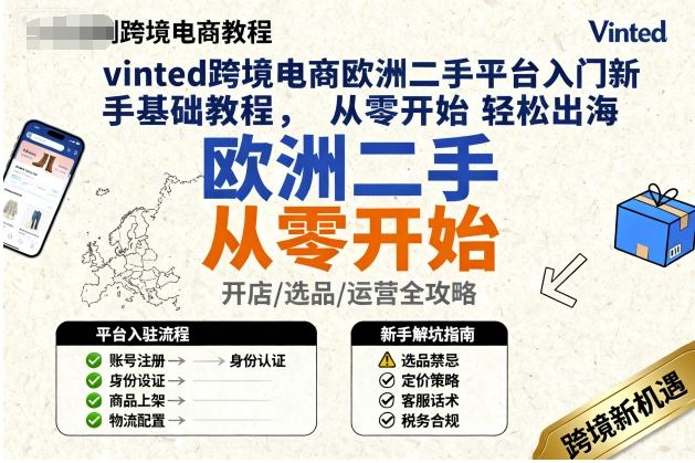 vinted跨境电商欧洲二手平台入门新手基础教程,从零开始轻松出海-八瞄副业网