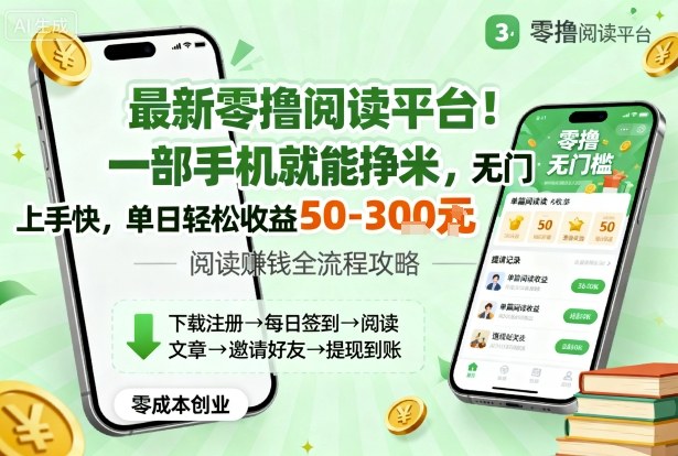 最新零撸阅读平台！一部手机就能挣米，无门槛上手快，单日轻松收益50-3张【揭秘】-八瞄副业网