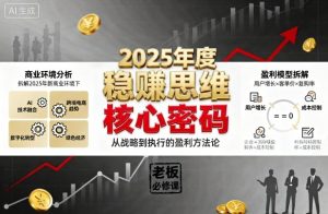 2025年度稳賺思维老板创业营,拆解2025年新商业环境下,企业实现持续盈利的核心密码-八瞄副业网