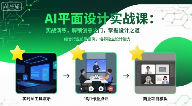 AI平面设计实战课，实战演练，解锁创意之门，掌握设计之道-八瞄副业网