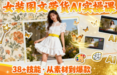 女装图文带货的AI实操课，覆盖38个实用技能，快速提升素材制作效率-八瞄副业网
