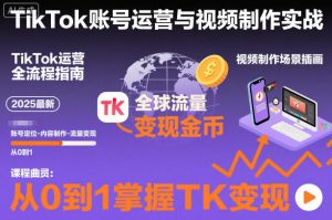 2025最新TikTok账号运营与视频制作实战全流程,从0到1掌握TK变现(含11月最新TK搬运技术)-八瞄副业网