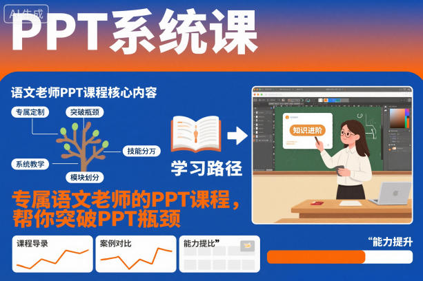 PPT系统课,专属语文老师的PPT课程,帮你突破PPT瓶颈-八瞄副业网