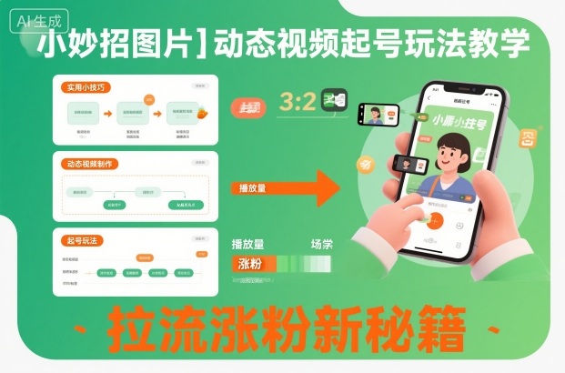 小妙招图片＋动态视频起号玩法教学，拉流涨粉新秘籍-八瞄副业网