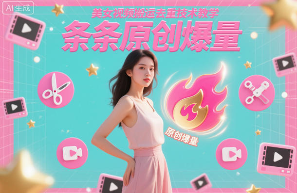 美女视频搬运去重技术教学，条条原创爆量-八瞄副业网
