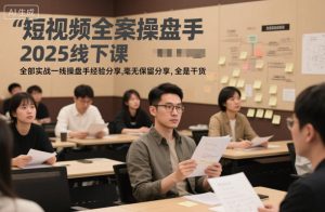 短视频全案操盘手2025线下课,全部实战一线操盘手经验分享,毫无保留分享,全是干货-八瞄副业网