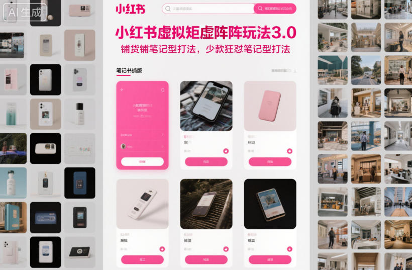 小红书虚拟矩阵玩法3.0，铺货铺笔记型打法，少款狂怼笔记型打法-八瞄副业网