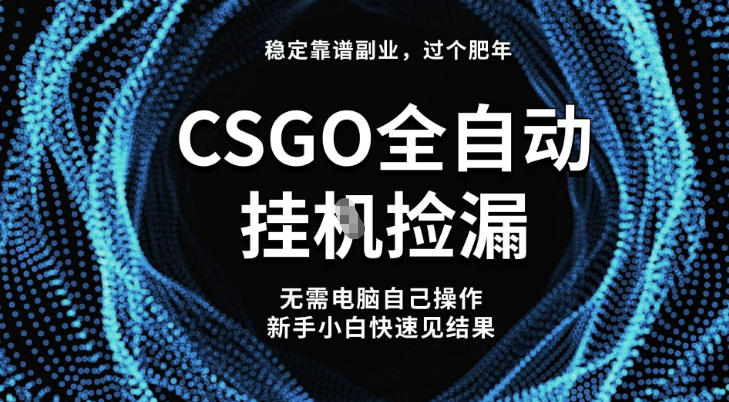 【稳定副业】全球最热门游戏CSGO全自动捡漏,最新玩法,新手小白日入5张+【揭秘】-八瞄副业网