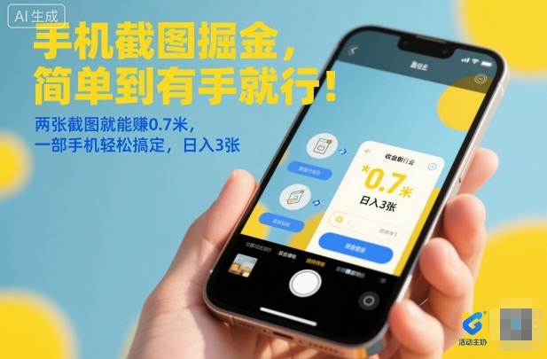 手机截图掘金，简单到有手就行！两张截图就能賺0.7米，一部手机轻松搞定，日入3张【揭秘】-八瞄副业网