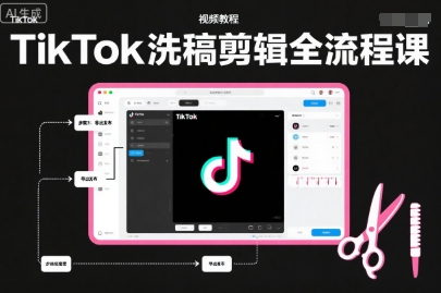 TikTok洗稿剪辑全流程课，PR洗稿剪辑全流程，TK洗稿运营课-八瞄副业网