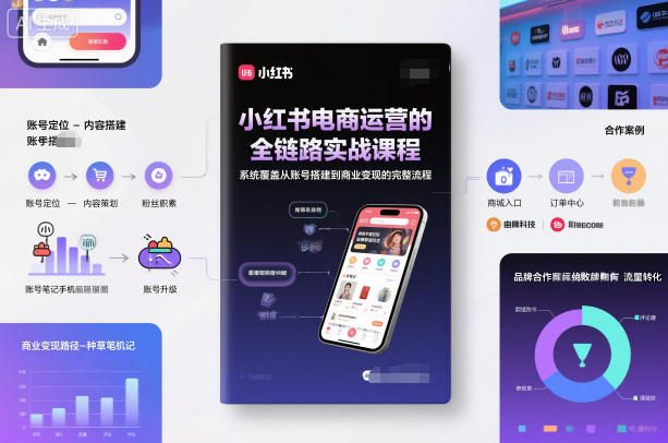 小红书电商运营的全链路实战课程,系统覆盖从账号搭建到商业变现的完整流程-八瞄副业网