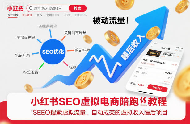 小红书SEO虚拟电商陪跑教程,实现seo搜索被动流量,自动成交的被动收入睡后项目-八瞄副业网