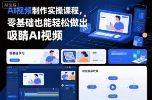 AI视频制作实操课程，零基础也能轻松做出吸睛AI视频-八瞄副业网