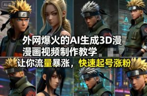 外网爆火的AI生成3D漫画视频制作教学,让你流量暴涨,快速起号涨粉!-八瞄副业网