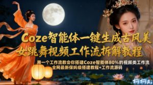 Coze智能体一键生成古风美女跳舞视频工作流拆解教程,全网最新保姆级搭建教程+工作流源码-八瞄副业网