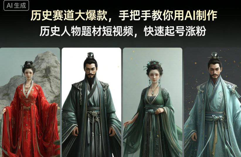 历史赛道大爆款，手把手教你用AI制作历史人物题材短视频，快速起号涨粉-八瞄副业网