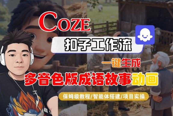 Coze扣子智能体工作流一键生成“多音色版成语故事“动画，全流程保姆级教学-八瞄副业网