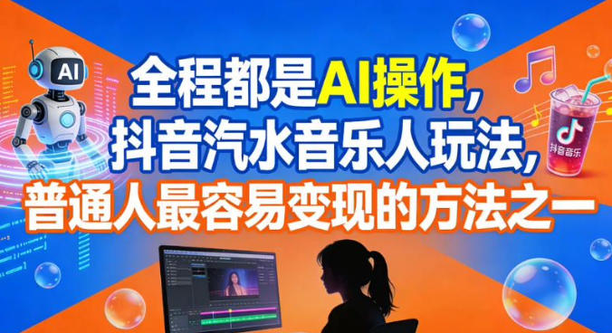 全程都是AI操作，抖音汽水音乐人玩法，普通人最容易变现的方法之一-八瞄副业网