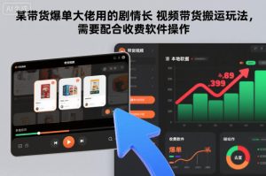 某带货爆单大佬用的剧情长视频带货搬运玩法，需要配合收费软件操作-八瞄副业网