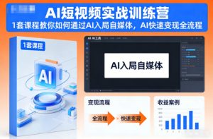 AI短视频实战训练营,1套课程教你如何通过AI入局自媒体,AI快速变现全流程-八瞄副业网