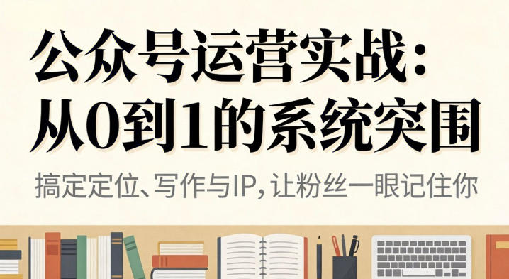 公众号运营实战，从定位到变现的全流程，从0到1的系统突围-八瞄副业网