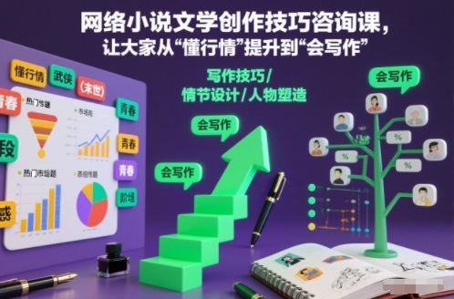 网络小说文学创作技巧咨询课，让大家从“懂行情”提升到”会写作”的高度-八瞄副业网