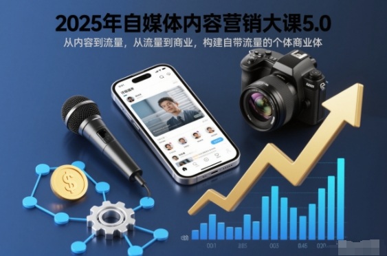 2025年自媒体内容营销大课5.0，从内容到流量，从流量到商业，构建自带流量的个体商业体-八瞄副业网