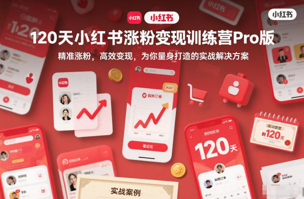 120天小红书涨粉变现训练营Pro版,精准涨粉,高效变现,为你量身打造的实战解决方案-八瞄副业网