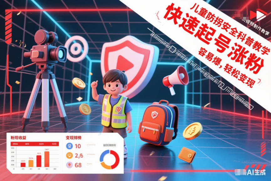 儿童防拐安全科普知识视频制作教学，快速起号涨粉，容易爆，轻松变现-八瞄副业网