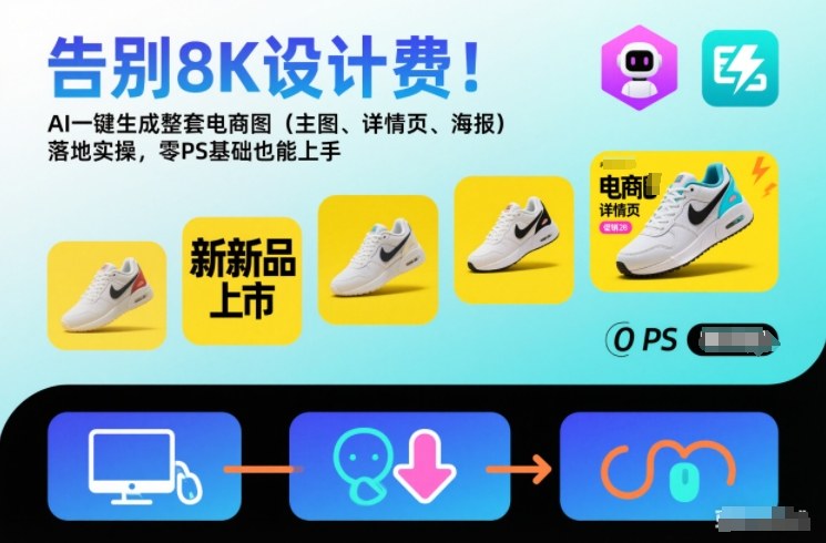 告别8K设计费！AI一键生成整套电商图（主图、详情页、海报）落地实操，零PS基础也能上手-八瞄副业网