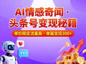 头条号做AI情感奇闻内容，单价稳定流量高，一篇变现3张-八瞄副业网