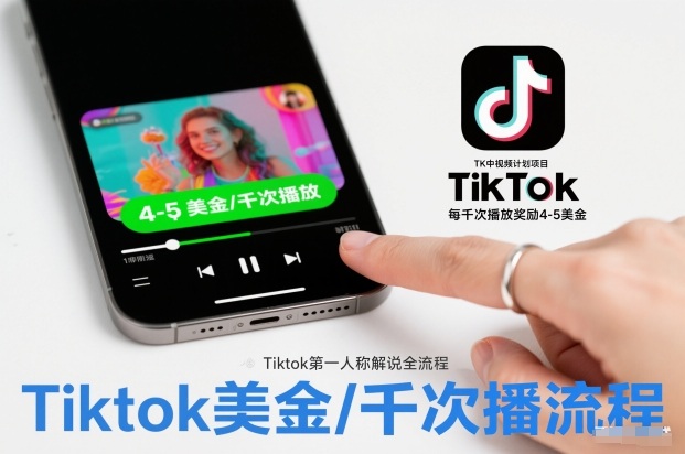 TK中视频计划项目,Tiktok第一人称解说流程,每干次播放奖励4-5美金-八瞄副业网