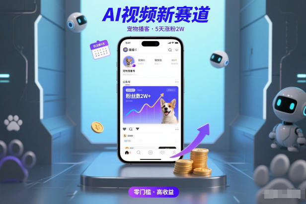 AI视频新赛道，宠物播客仅注册5天涨粉2W，收益非常可观-八瞄副业网