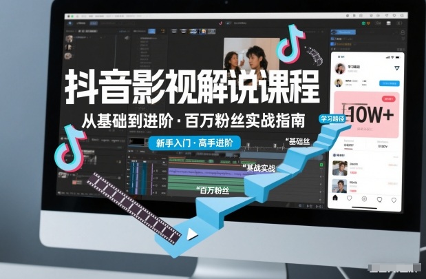 抖音百万粉丝影视解说课程，基础到进阶课，适合新手和进阶学习-八瞄副业网